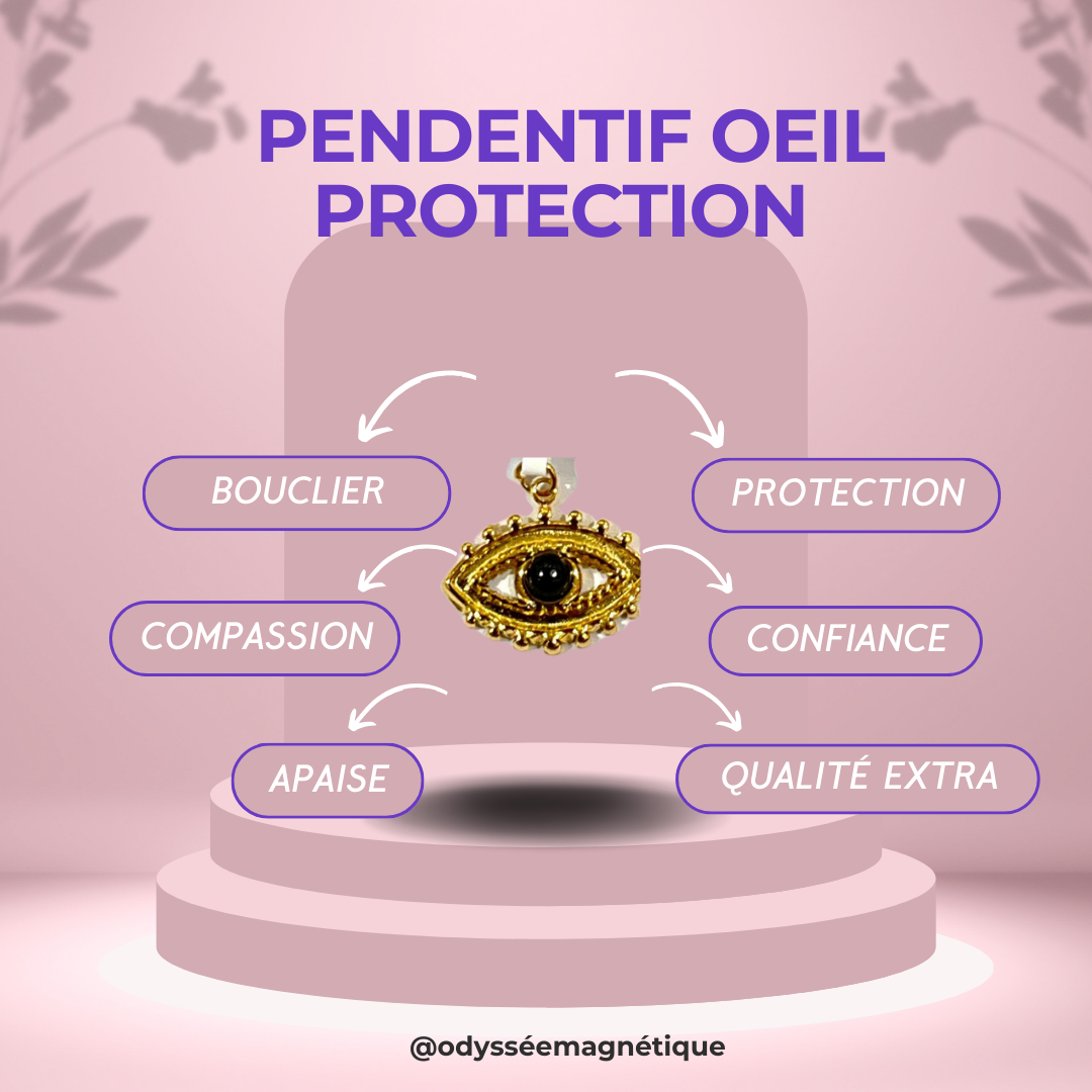 PENDENTIF OEIL PROTECTION ONYX NOIR
