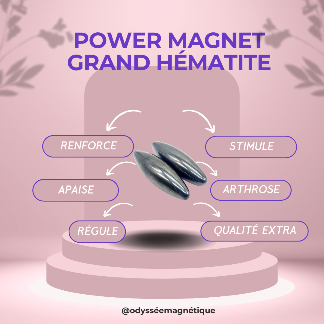 POWER MAGNET GRAND HÉMATITE TITANE OVALE