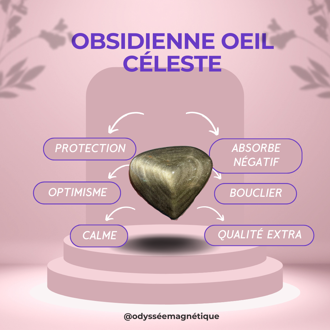 COEUR OBSIDIENNE DORÉE