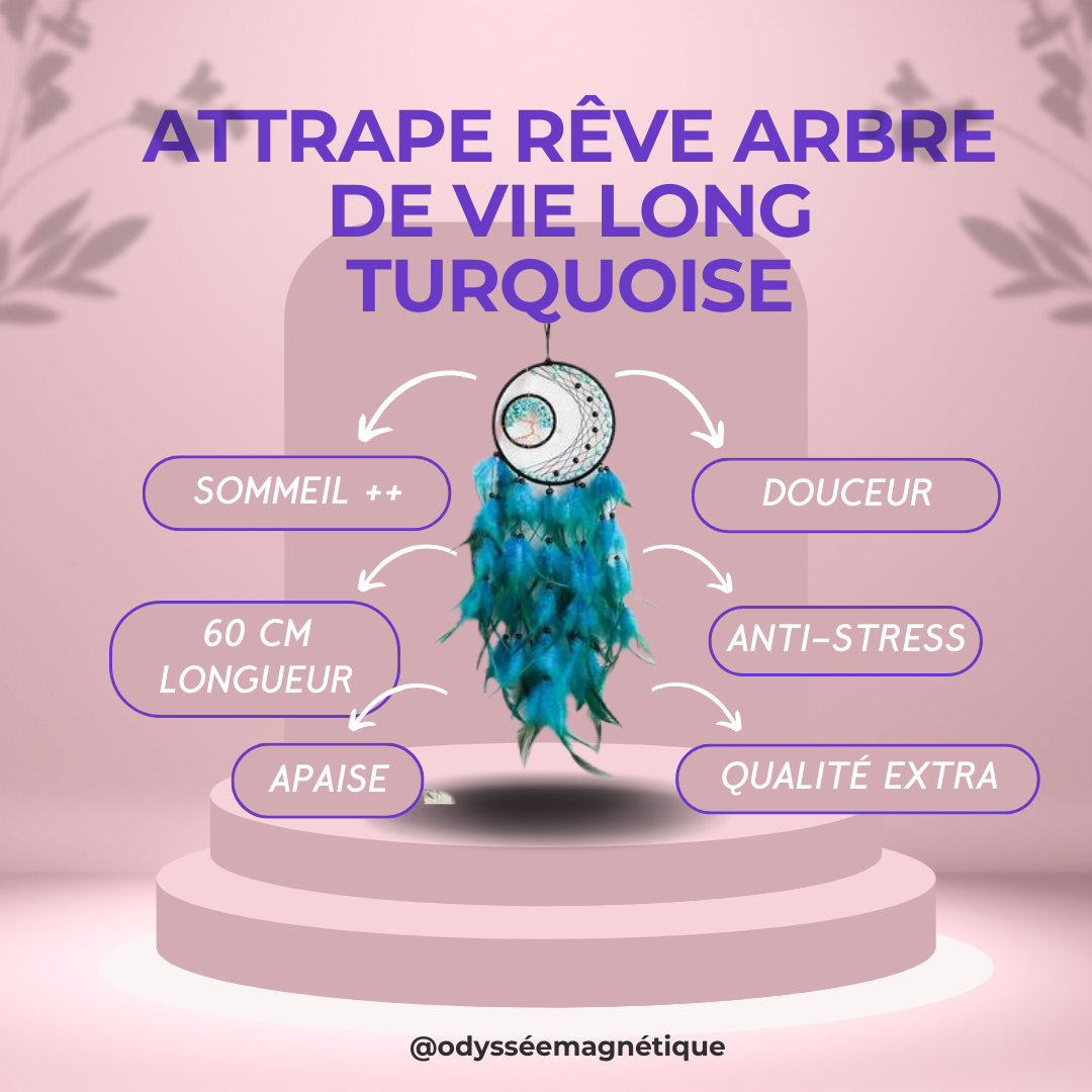 ATTRAPE RÊVE ARBRE DE VIE LONG TURQUOISE