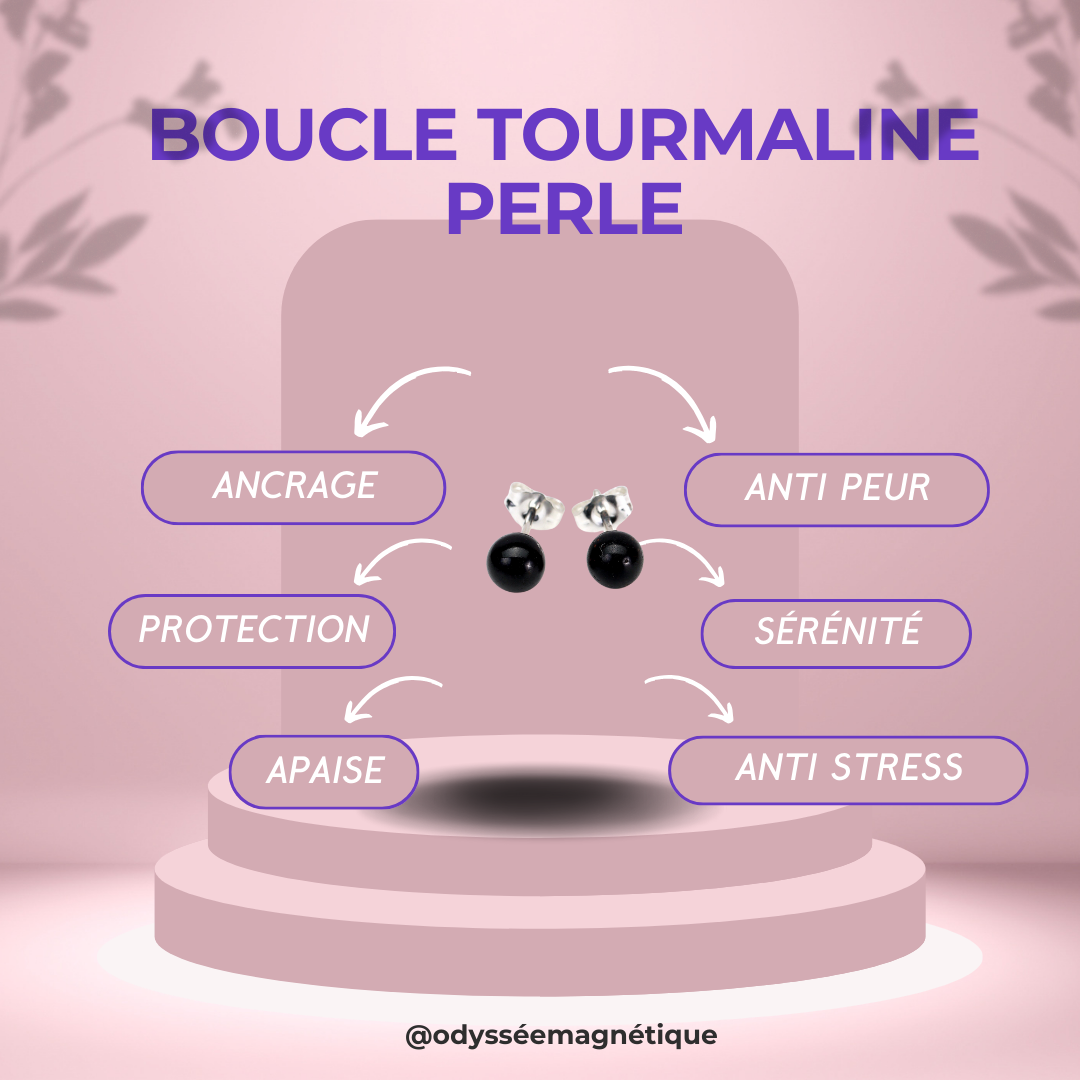 BOUCLE D'OREILLE PERLE TOURMALINE NATURELLE