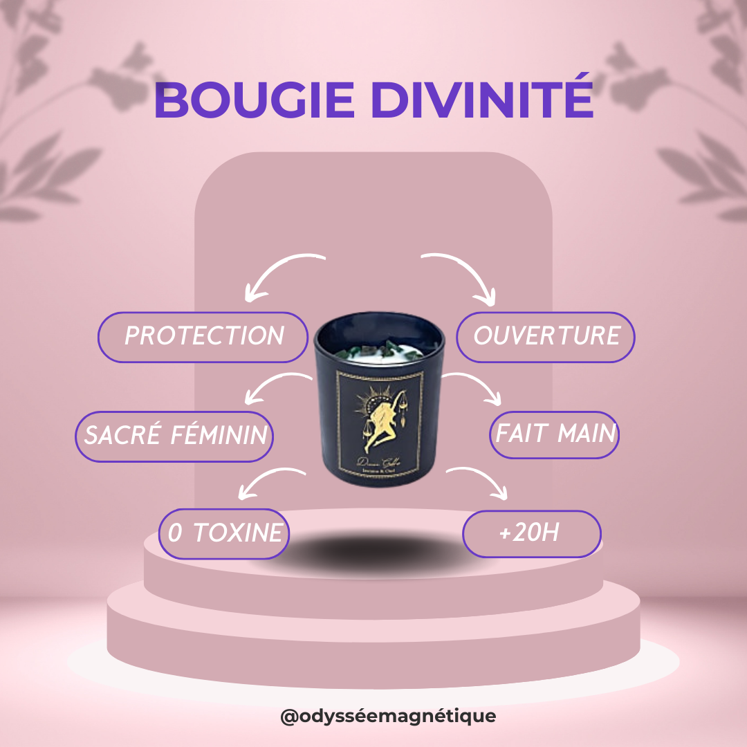 BOUGIE DIVINITÉ FÉMININE PIERRE NATURELLE