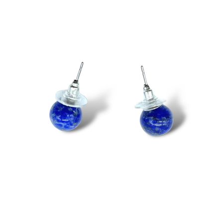 BOUCLE D'OREILLE PERLE LAPIS LAZULI NATURELLE