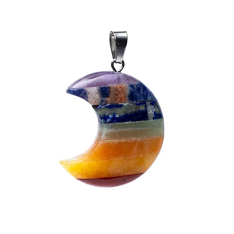 PENDENTIF LUNE 7 CHAKRAS