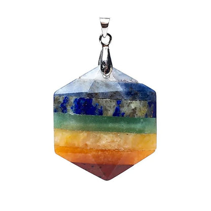 PENDENTIF HEXAGONAL 7 CHAKRAS