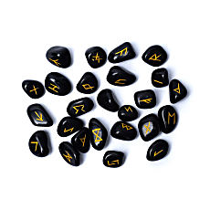 SET RUNE AGATE NOIRE NATURELLE + EBOOK TOUT SAVOIR SUR LES RUNES