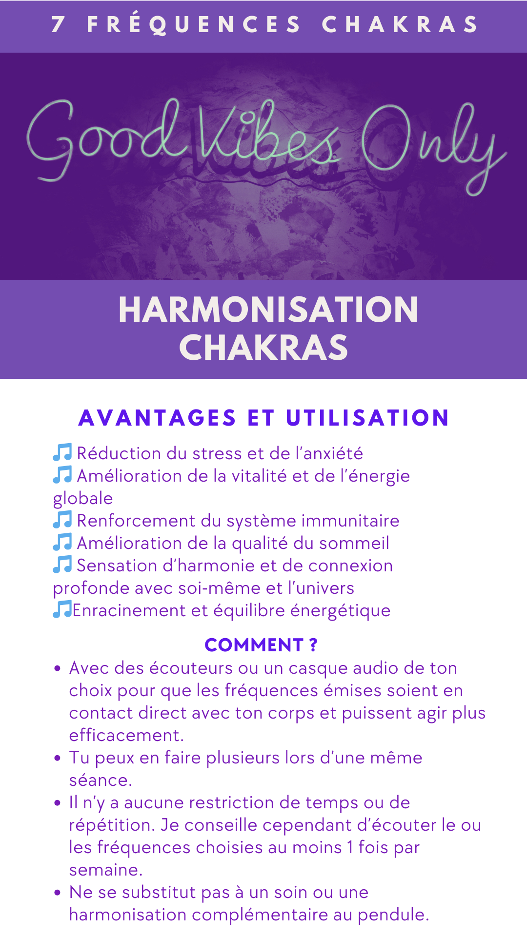 PACK 2. 7 FRÉQUENCES CHAKRAS +  BONUS SON  GUÉRISON