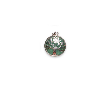 PENDENTIF ARBRE DE VIE ROND AVENTURINE