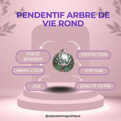 PENDENTIF ARBRE DE VIE ROND AVENTURINE