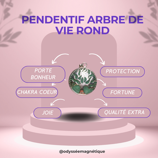 PENDENTIF ARBRE DE VIE ROND AVENTURINE