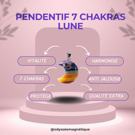 PENDENTIF LUNE 7 CHAKRAS