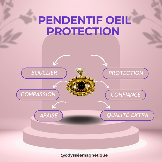 PENDENTIF OEIL PROTECTION ONYX NOIR
