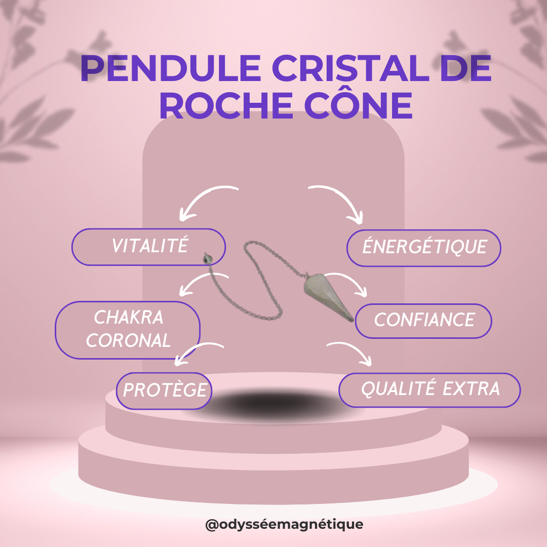 PENDULE CRISTAL DE ROCHE FORME CÔNE