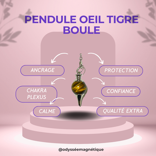 PENDULE OEIL DE TIGRE FORME BOULE