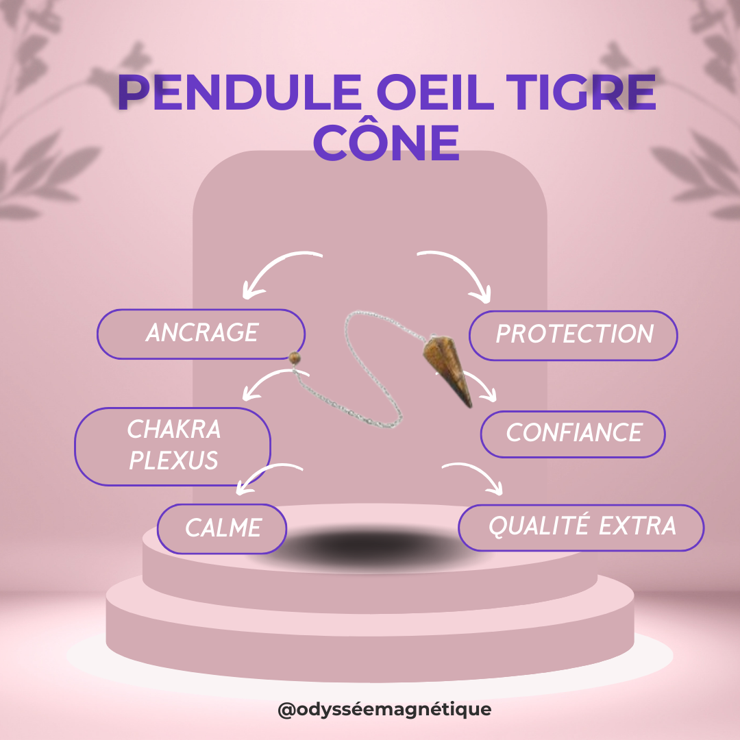 PENDULE OEIL DE TIGRE FORME CÔNE