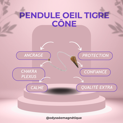 PENDULE OEIL DE TIGRE FORME CÔNE