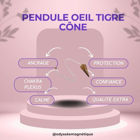 PENDULE OEIL DE TIGRE FORME CÔNE