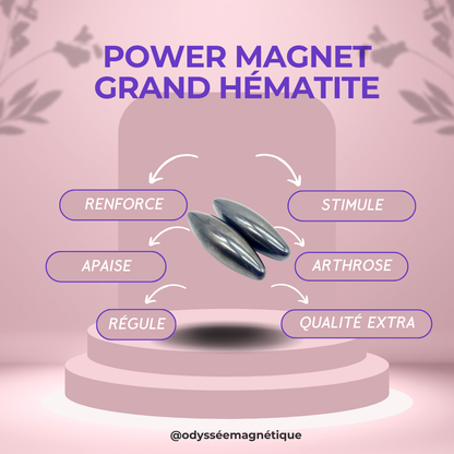 POWER MAGNET GRAND HÉMATITE TITANE OVALE