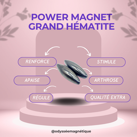 POWER MAGNET GRAND HÉMATITE TITANE OVALE