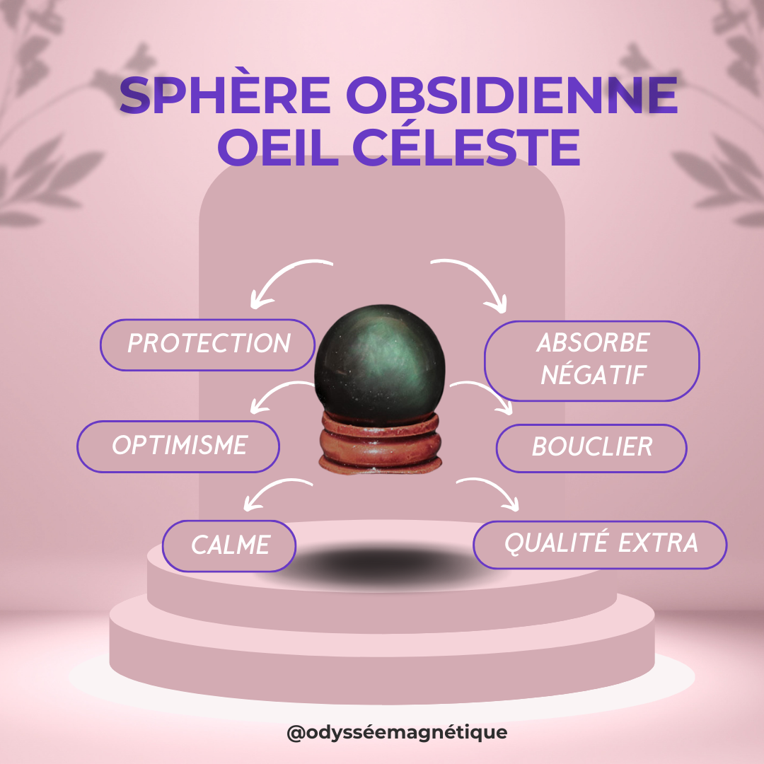 SPHÈRE OBSIDIENNE OEIL CÉLESTE SUPÉRIEUR