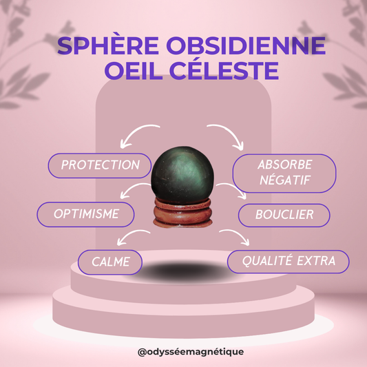 SPHÈRE OBSIDIENNE OEIL CÉLESTE SUPÉRIEUR