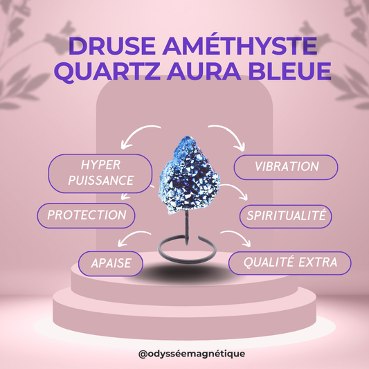 DRUSE AMÉTHYSTE QUARTZ AURA BLEUE EXCEPTION