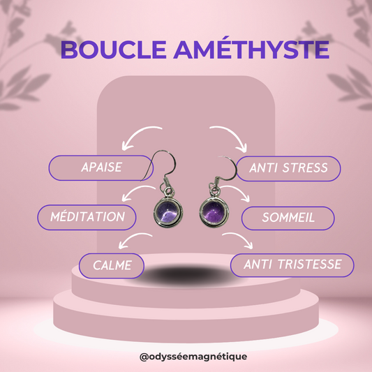 BOUCLE D'OREILLE ARGENT & AMÉTHYSTE NATURELLE