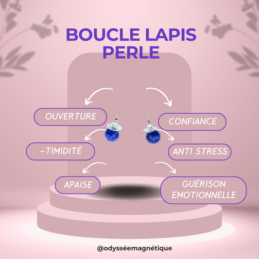 BOUCLE D'OREILLE PERLE LAPIS LAZULI NATURELLE