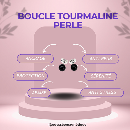 BOUCLE D'OREILLE PERLE TOURMALINE NATURELLE