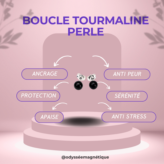 BOUCLE D'OREILLE PERLE TOURMALINE NATURELLE