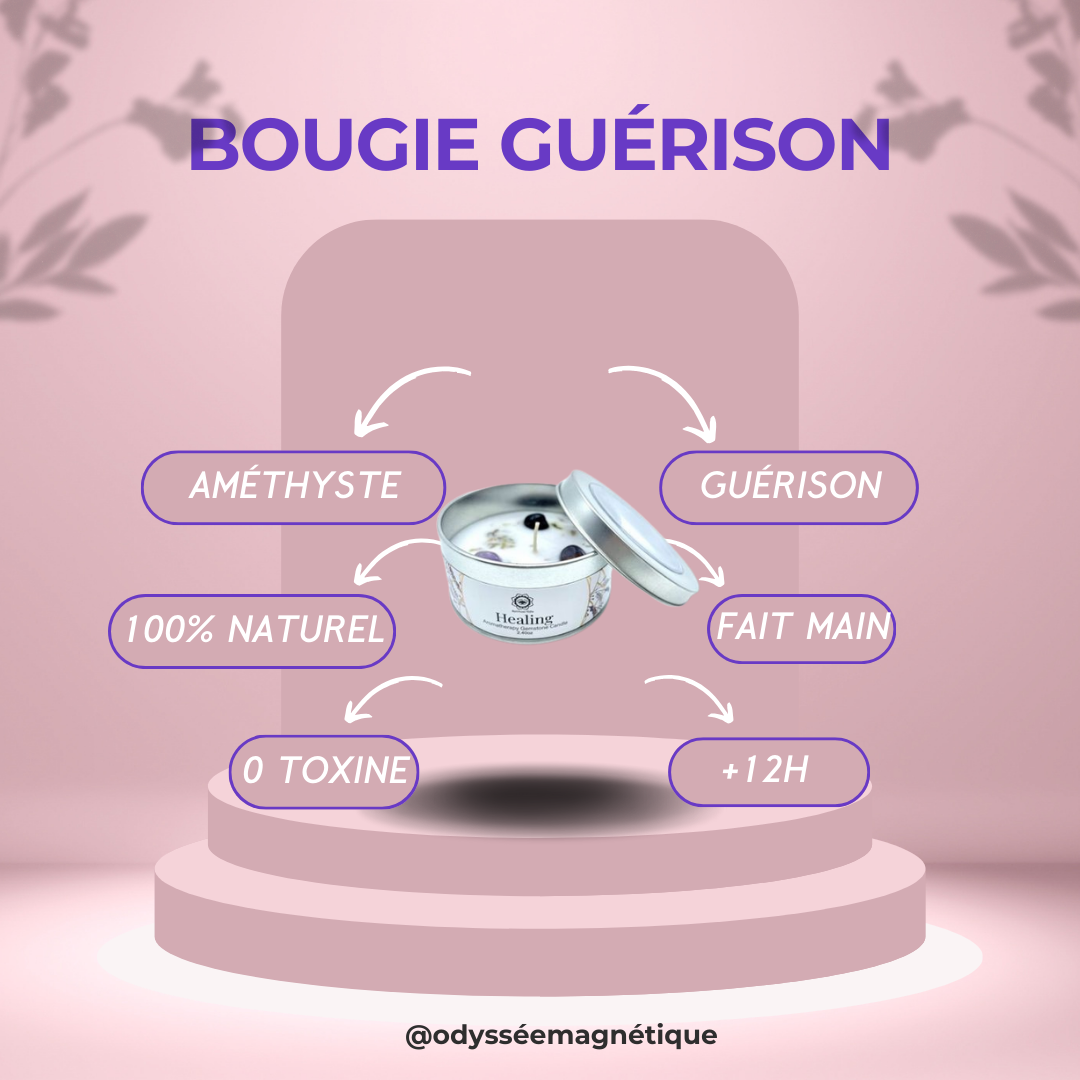 BOUGIE GUÉRISON PIERRE NATURELLE