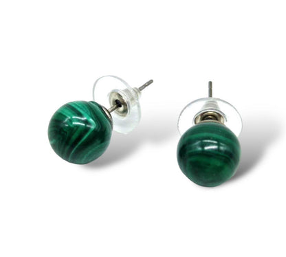 BOUCLE D'OREILLE PERLE MALACHITE NATURELLE